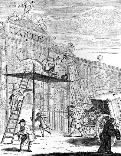 Smak: The Gate of Burlington House, 1731. av William Hogarth