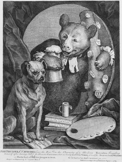 Bruiser Charles Churchill, en gång pastor, i karaktären av en rysk Hercules, 1763 av William Hogarth
