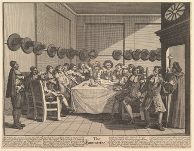 Kommitténs tolv stora illustrationer för Samuel Butlers Hudibras, tavla 10, 1725-68. av William Hogarth