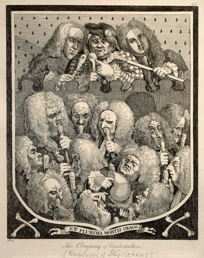 The Company of Undertakers av Georg Friedrich Haendel, karikatyrgravyr av William Hogarth av William Hogarth