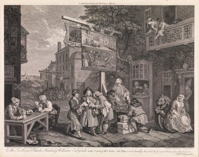 Valet, plansch 2: "Röstvärvning" av William Hogarth