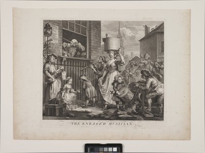 The Enraged Musician (etsning och gravyr) av William Hogarth