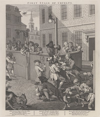 Det första steget av grymhet: Barn som torterar djur av William Hogarth