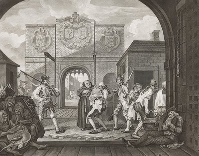 Porten till Calais, eller O Roast Beef of Old England, eller Oh, Roast Beef of Old England. 1749 av William Hogarth