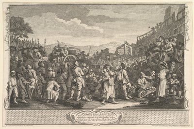The Idle Prentice Executed at Tyburn Industry and Idleness, skylt 11, 30 september 1747. av William Hogarth