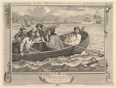 The Idle Prentice Turned Away and Send to Sea: Industry and Idleness, skylt 5, 30 september 1747. av William Hogarth