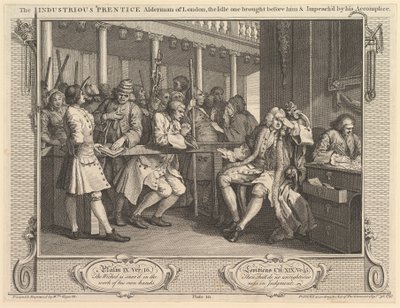 Den flitiga Prentice Alderman of London, the Idle One Framed Before Hi..., 30 september 1747. av William Hogarth