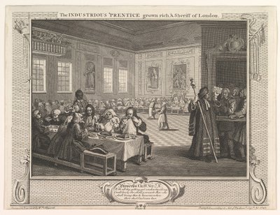 The Driftous Prentice Grown Rich and Sheriff of London Industry and Idl..., 30 september 1747. av William Hogarth