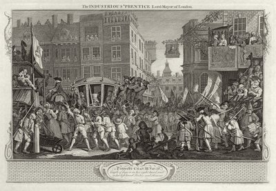 The Industrious "Prentice Lord Mayor of London, platta XII i "Industry and Idleness", publicerad 1833. av William Hogarth