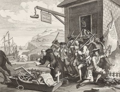 Invasionen, Plate 1: France / Die Invasion, Blatt 1: France. 1756 av William Hogarth