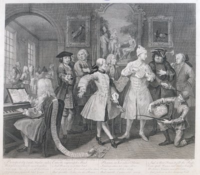 The Rakes Levee, plåt II, från A Rakes Progress, 1735 av William Hogarth