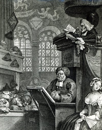 Den sovande församlingen, 1736 av William Hogarth
