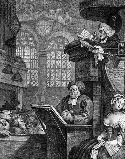 Den sovande församlingen, 1736 av William Hogarth