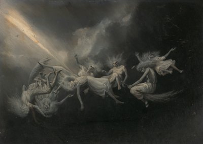 Blixten slog ner i en flock häxor, mitten av slutet av 1800-talet. av William Holbrook Beard