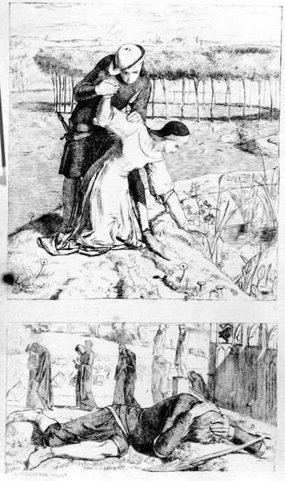 Illustration till Thomas Woolners "My Beautiful Lady", publicerad i "The Germ", 1850 av William Holman Hunt