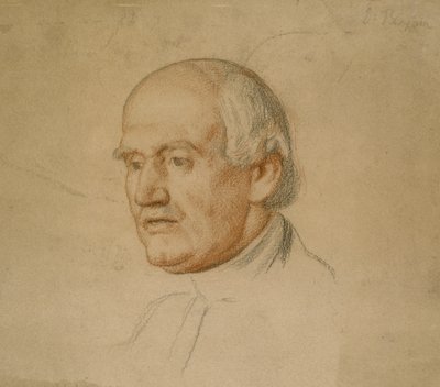 Porträtt av Dr Bloxham (svart och röd krita på brunt kort) av William Holman Hunt
