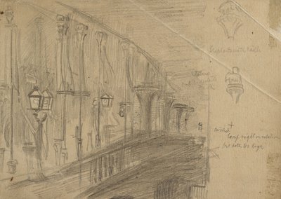 Recto: Studie av London Bridge för 