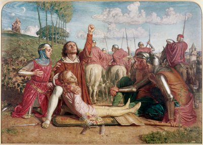 Rienzi, svär att få gottgörelse för döden av sin unge bror, offer för en skärmytsling mellan Orsini och Colonna av William Holman Hunt
