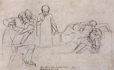Studier för figurerna av doktorn, sörjande och Minerva, 1846 av William Holman Hunt