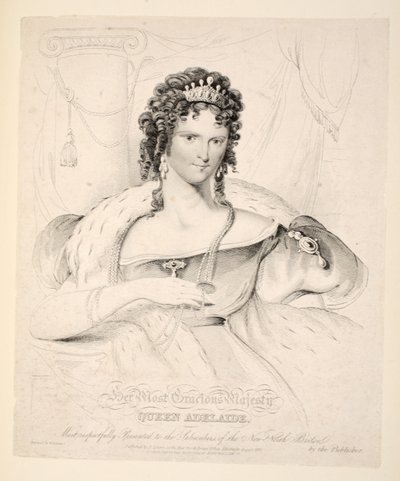 Hennes nådigaste majestät drottning Adelaide, mest respektfullt presenterad för prenumeranterna på New North Briton, pub. 1830 av William Home Lizars
