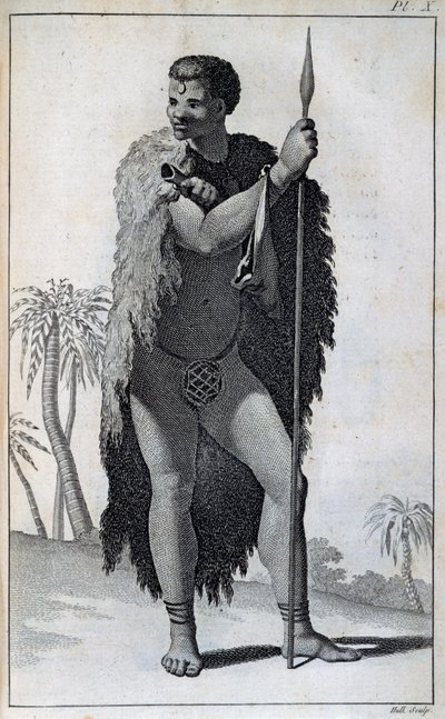Khoikhoi man (Hottentot), från Travels of Le Vaillant in i de inre delarna av Afrika via Godahoppsudden, åren 1783 av William Home Lizars