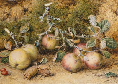 Stilleben med äpplen, hasselnötter och nypon, av William Hough