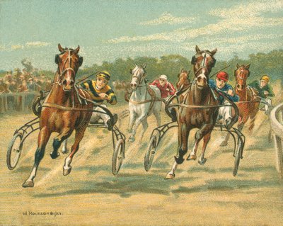 Historiska och moderna lopp, trav- och tempolopp (chromolitho) av William Hounsom Byles