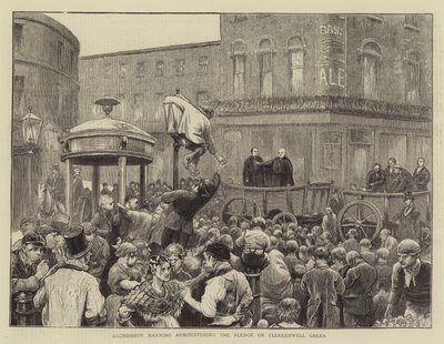 Ärkebiskop Manning administrerar löftet på Clerkenwell Green av William III Bromley