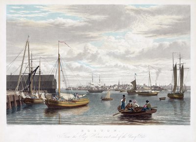 Boston, från Ship House, västra änden av Navy Yard, c.1833 av William James Bennett