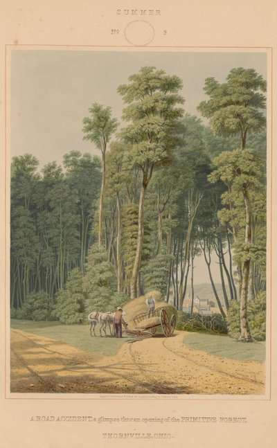 Sommar - en trafikolycka. En glimt genom en öppning av Urskogen. Thornville, Ohio av William James Bennett after George Harvey