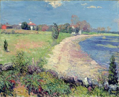 Curving Beach, New England (olja på duk) av William James Glackens