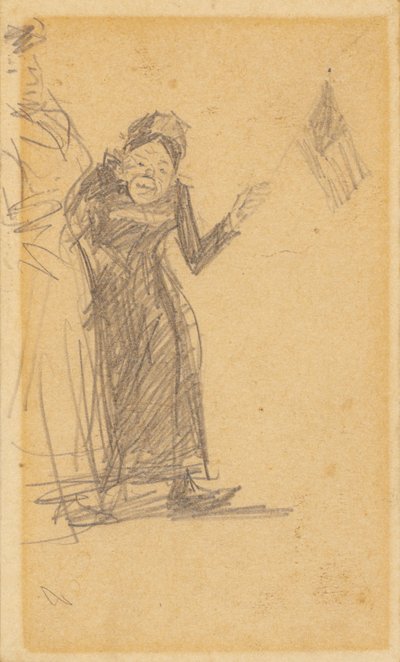Kvinna som viftar med flagga av William James Glackens