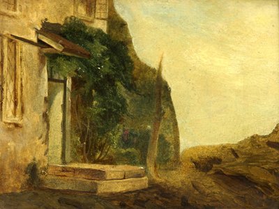 A Cottage Doorway (olja på panel) av William James Muller