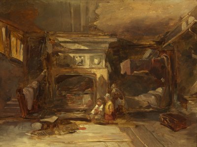 A walisisk interiør, ca. 1844 (olie på panel) svensk av William James Muller