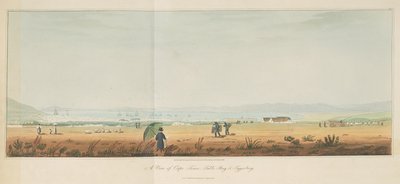 En vy över Kapstaden, Table Bay och Tygerberg, från Travels in the Interior of Southern Africa, vol. 1 av William John (after) Burchell