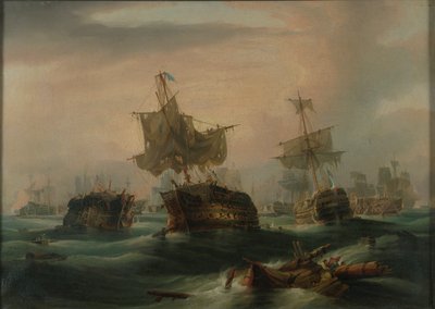 Slaget vid Trafalgar, 21 oktober 1805: "Slutet av striden", ca 1837 (olja på duk) av William John Huggins