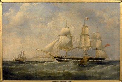 Indiamanfartyget "Trafalgar", utanför Dovers kust (England), byggt 1848 i Blackwall (England), för resan från London till Calcutta (Indien) av William John Huggins
