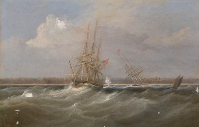 Opiumklipparen "Sylph" bärgad av slupen "Clive", ca 1835 (oljemålning) av William John Huggins