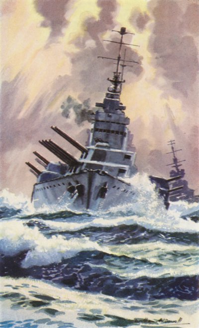 British Capital Ship (färg litho) av William John Patton McDowell