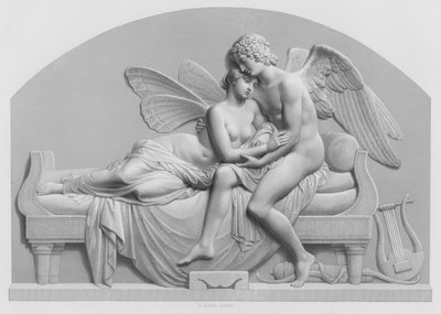 Cupid och Psyche, från statyn av J Gibson, RA i Collection of the Queen (gravyr) av William John Roffe