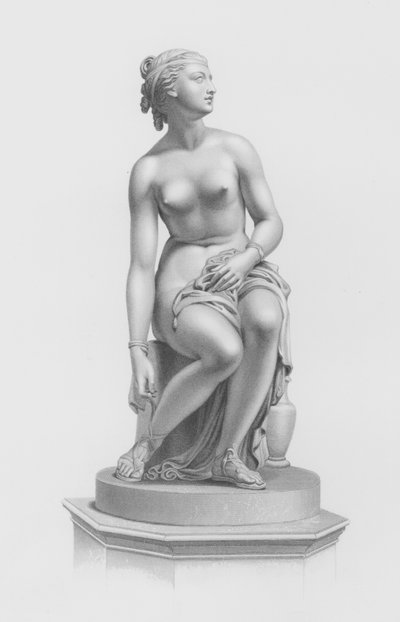 Förbereder för badet, graverad av W Roffe från statyn av J Gibson, RA i Earl of Yarboroughs ägo (gravyr) av William John Roffe