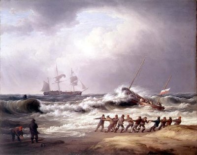 Livbåt på väg till ett fartyg i nöd (olja på duk) av William Joy