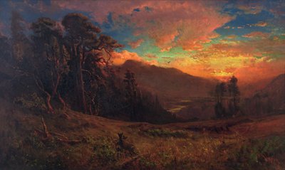 En höstlig solnedgång vid Russian River av William Keith
