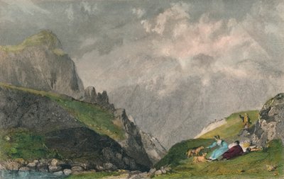 "Utsikt från Langdale Pikes, Looking Towards Bowfell, Westmorland", 1835 av William Kelsall