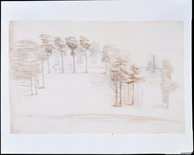 Chiswick, utsikt från en förhöjd punkt ovanför Orange Tree Garden Temple (penna och tvätt på papper) av William Kent