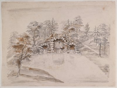 Chiswick, design för en kaskad (penna och bläck och tvätta på papper) av William Kent