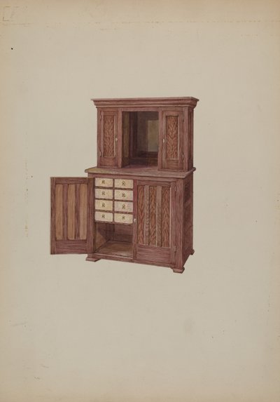 Skåp, med elfenbensnyckelhål, ca. 1937. av William Kieckhofel