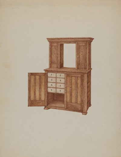 Skåp, med elfenbensnyckelhål, ca. 1937. av William Kieckhofel