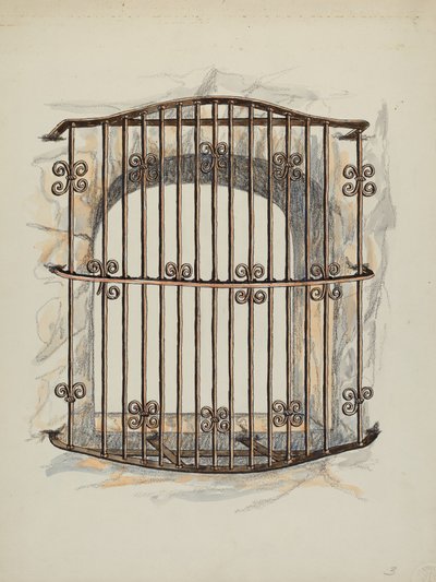 Iron Grille at Window a Restoration, ca. 1941. av William Kieckhofel
