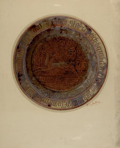 Pa. tysk maträtt, ca. 1937. av William L Antrim